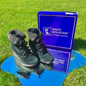 Black White Mountain Wedge Booties